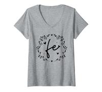 Femme La fe mueve montañas, todo ES posible en Jesús T-Shirt avec Col en V