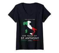 Femme La fête de Saint-Antoine, Boston, MA, North End Italian Festival T-Shirt avec Col en V