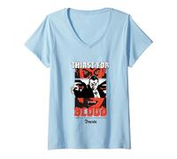 Femme La fiancée de Frankenstein a Soif de Sang T-Shirt avec Col en V