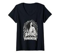 Femme La Fiancée de Frankenstein - Horreur Classique Gothique T-Shirt avec Col en V