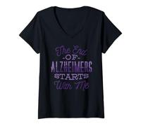 Femme LA Fin des DÉPARTS D'ALZHEIMER avec Moi Meme T-Shirt avec Col en V