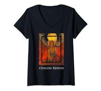 Femme La flamme (déesse du feu) Odilon Redon Peintures Symbolisme T-Shirt avec Col en V