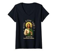 Femme La Foi de San Judas Tadeo Agradezco Las Bendiciones Recibidas T-Shirt avec Col en V
