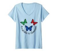 Femme La Foi du Papillon chrétien Laisse Dieu se Transformer T-Shirt avec Col en V
