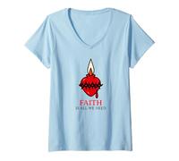 Femme La Foi est Tout ce Dont Nous Avons Besoin (déclaration spirituelle chrétienne) T-Shirt avec Col en V