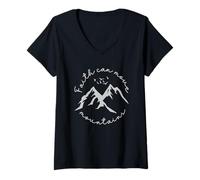 Femme La Foi Peut Déplacer des Montagnes - Citation Inspirante T-Shirt avec Col en V