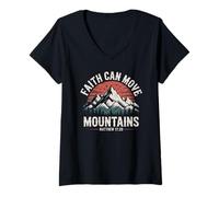 Femme La foi peut déplacer des montagnes en plein air T-Shirt avec Col en V