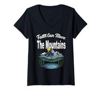 Femme La Foi Peut déplacer Les Montagnes et Elle Le fera certainement si Vous Croyez T-Shirt avec Col en V