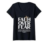 Femme La Foi sur la Peur : Car Dieu ne Nous a Pas donné Un Esprit de Peur T-Shirt avec Col en V