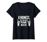Femme La gentillesse est la Vraie Musique Punk Rock, Rocker, Justice Sociale T-Shirt avec Col en V