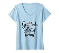 Femme La Gratitude est Un état d’être T-Shirt avec Col en V