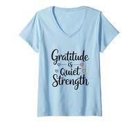 Femme La Gratitude est Une Force silencieuse T-Shirt avec Col en V