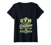 Femme La Gym n'est Pas Une matière Professeur d'éducation Physique T-Shirt avec Col en V