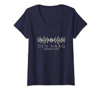 Femme La Haye Pays-Bas Bohême - Den HAAG Nederland T-Shirt avec Col en V