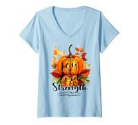 Femme La Joie du Seigneur est ma Force Écriture chrétienne Chute T-Shirt avec Col en V