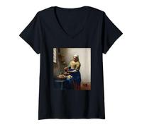 Femme La laitière de Johannes Vermeer (1660) T-Shirt avec Col en V
