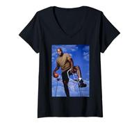 Femme LA Lakers Basketball Shaquille O'Neal NBA par Michael Grecco T-Shirt avec Col en V