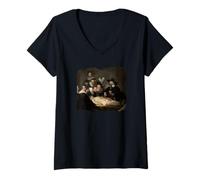 Femme La leçon d'anatomie du Dr Nicolaes Tulp T-Shirt avec Col en V