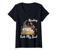 Femme La lecture des carburants mon âme Amour de livres inspirants T-Shirt avec Col en V
