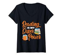 Femme La Lecture est Mon Super Pouvoir T-Shirt avec Col en V