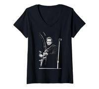 Femme La légende de l'écriture Musicale américaine Johnny Cash Live Andy Willsher T-Shirt avec Col en V
