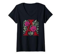 Femme La Lettre Écarlate A avec Roses Nathaniel Hawthorne T-Shirt avec Col en V