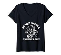 Femme La levure que je peux faire est de rester à la maison et de cuire au four T-Shirt avec Col en V