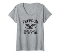 Femme La liberté ne se démodera jamais - Design Vintage W. Détails T-Shirt avec Col en V