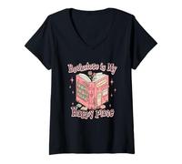 Femme La librairie est Mon Endroit idéal pour Une Escapade fantaisiste T-Shirt avec Col en V