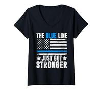 Femme La Ligne Bleue Vient de renforcer la Police T-Shirt avec Col en V