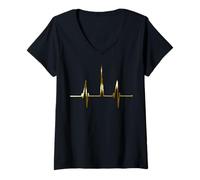 Femme La Ligne d'horizon de Dubaï Heartbeat Burj Khalifa Émirats T-Shirt avec Col en V