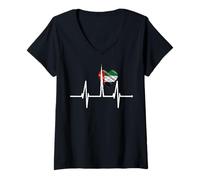 Femme La Ligne d'horizon de Dubaï Heartbeat Burj Khalifa Émirats T-Shirt avec Col en V