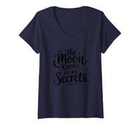 Femme La Lune connaît Tous Mes Secrets Celestial Vibes T-Shirt avec Col en V