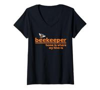 Femme La Maison est l'endroit où ma Ruche est drôle d'apiculteur T-Shirt avec Col en V