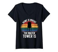 Femme La maison est l'endroit où se trouve le château d'eau Gilbert Arizona Souvenir T-Shirt avec Col en V