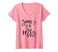 Femme La mariée Sera bientôt Mme Minimal Wedding T-Shirt avec Col en V