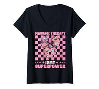 Femme La massothérapie est ma Fille massothérapeute superpuissante T-Shirt avec Col en V