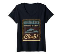 Femme La Meilleure Vue Vient après la montée la Plus Difficile T-Shirt avec Col en V