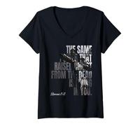Femme La même Puissance Qui a ressuscité Le Christ des Morts est de Vivre en Vous T-Shirt avec Col en V