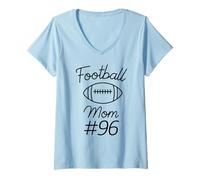 Femme La mère de Football numéro 96 est la Plus Grande Fan de l'équipe féminine, ma mère, Mon Fils T-Shirt avec Col en V