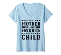 Femme La mère et Ses Beaux-Parents Enfant préféré Fils Fille drôle T-Shirt avec Col en V