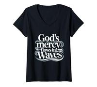 Femme La miséricorde de Dieu coule dans Les Vagues T-Shirt avec Col en V