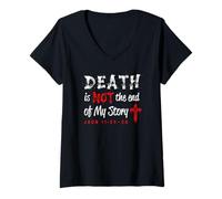 Femme La Mort n'est Pas la Fin de Mon Histoire John 11:25-26 T-Shirt avec Col en V