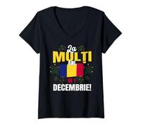 Femme La muli ANI de 1 décembre! Happy 1st of December Roumanie T-Shirt avec Col en V