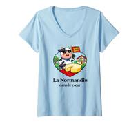 Femme La Normandie dans Le Cœur - Culture Normande Terroir Normand T-Shirt avec Col en V