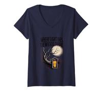 Femme Là où la lumière Meurt, l'arbre mystérieux Wicked Thrive T-Shirt avec Col en V
