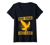 Femme Là où Le Courage Prend Son envol | La fauconnerie T-Shirt avec Col en V