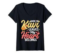 Femme Là où Le Kiwi quitte Mon cœur, Kiwi Love T-Shirt avec Col en V
