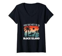 Femme La Paix au Bord de la mer - Block Island T-Shirt avec Col en V