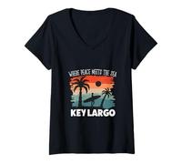 Femme La Paix au Bord de la mer - Key Largo T-Shirt avec Col en V